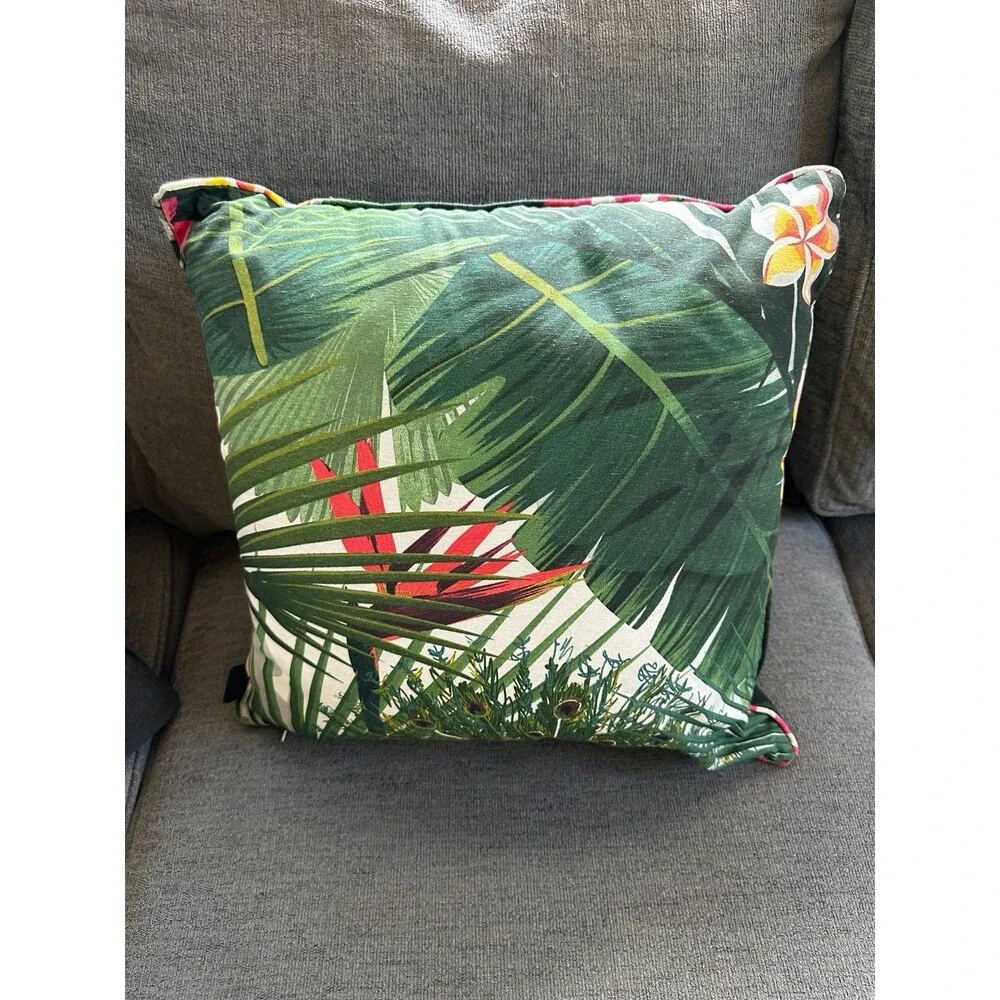 Madison Sierkussen Flora Green Tropical Indoor Outdoor Zipper Pillow Cover